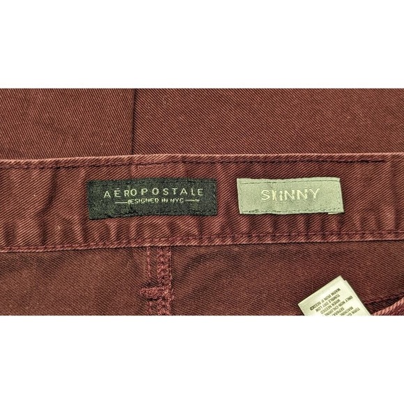 Aeropostale Maroon Wash Denim Skinny Jeans Pants Casual Everyday 30 X 30 Men's - Picture 5 of 5